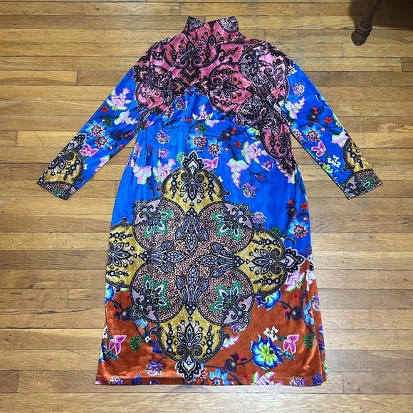 Anthropologie Boho High Neck Velvet Midi Dress, Plus size 1X - Picture 2 of 16